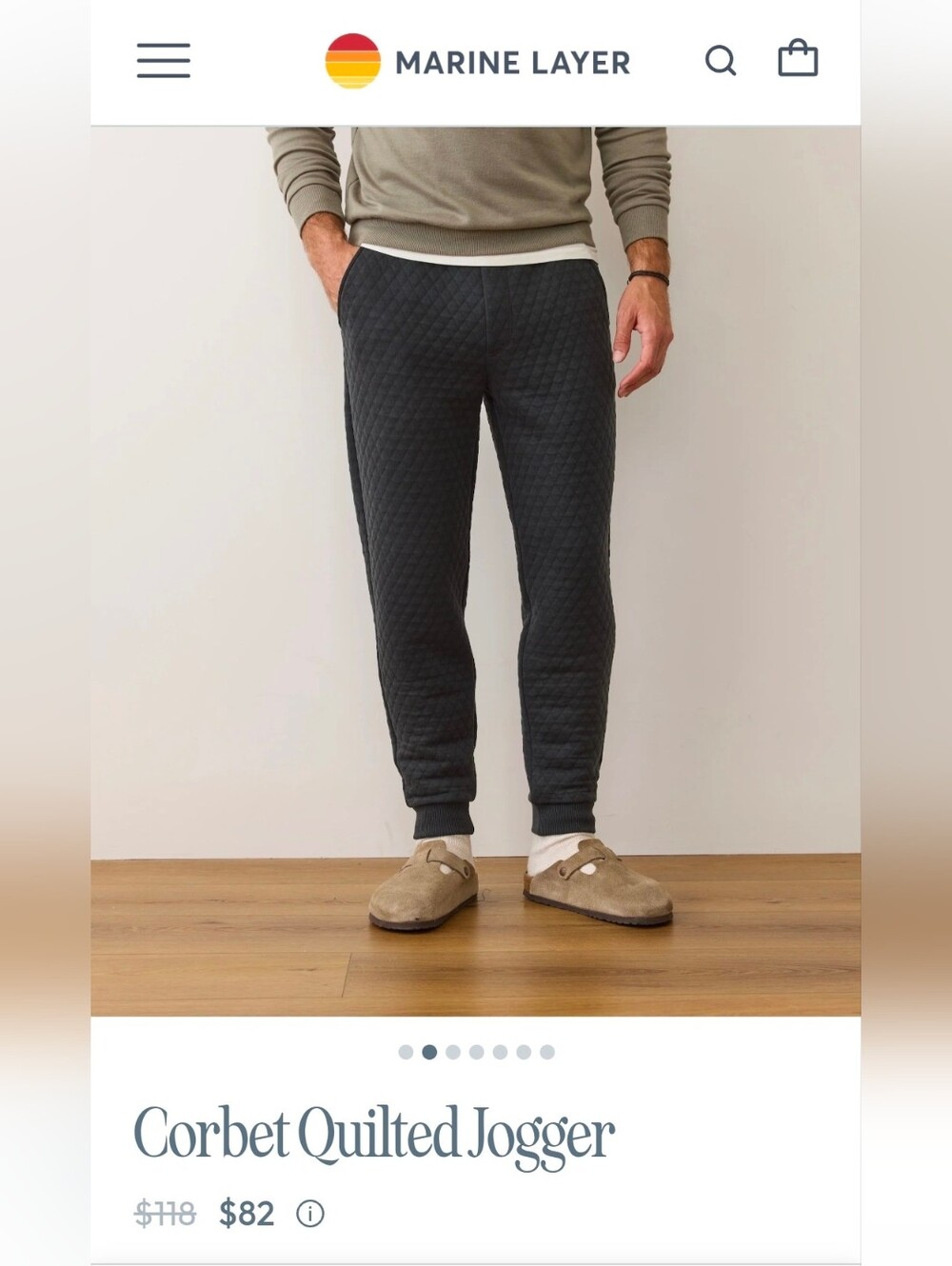 Marine Layer Mens Corbet Quilted Joggers - XL